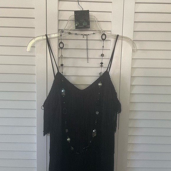Vintage black fringe party dress. Size 9/10. All fringe intact, no rips, tears. - Picture 10 of 10